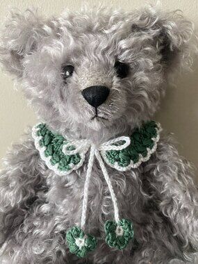 Handmade Crochet White Green Collar Accessory for Teddy Bears & Plush Toys